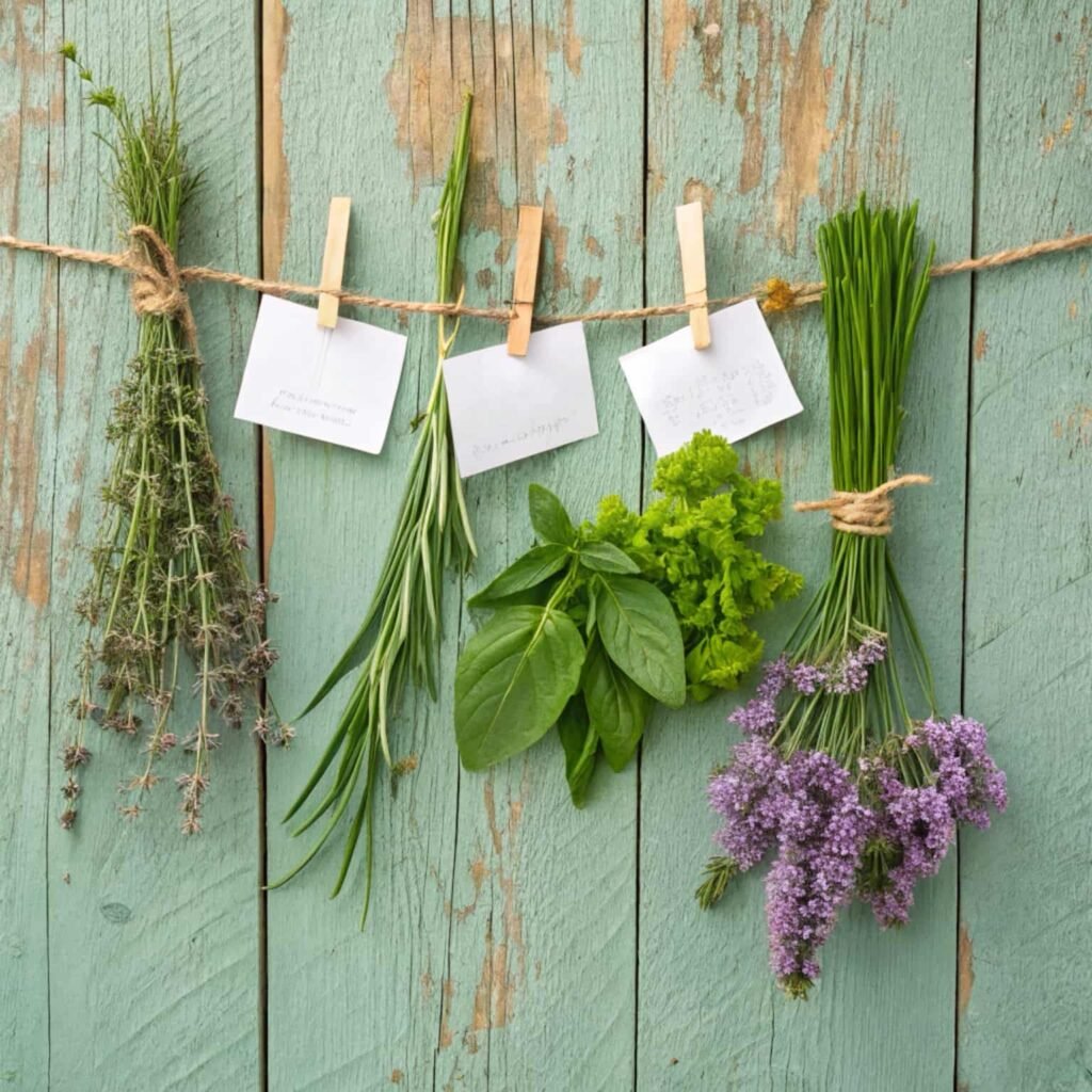 a-photo-featuring-a-variety-of-herbs-pinned-to-a-r