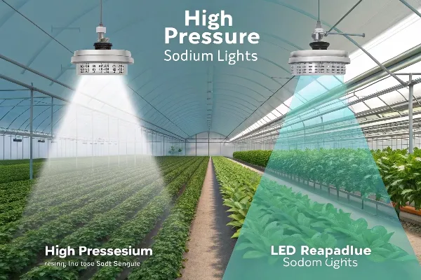 LED grow lights in a grow room
