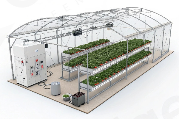 Complete turnkey strawberry greenhouse system with all components