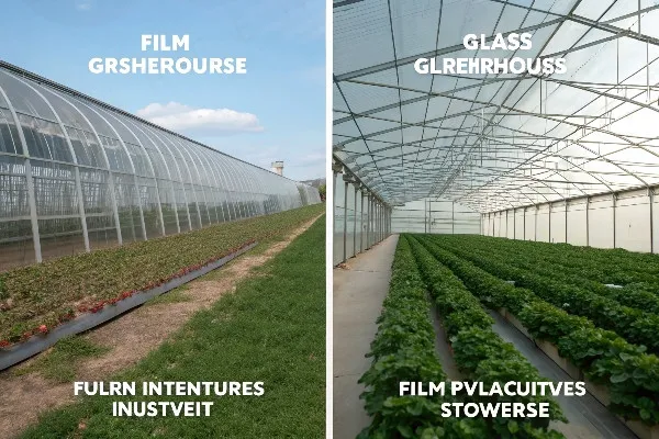 Different types of greenhouse structures for strawberry cultivation