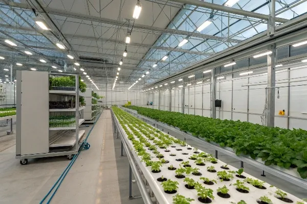 Modern CFGET greenhouse manufacturing facility in China