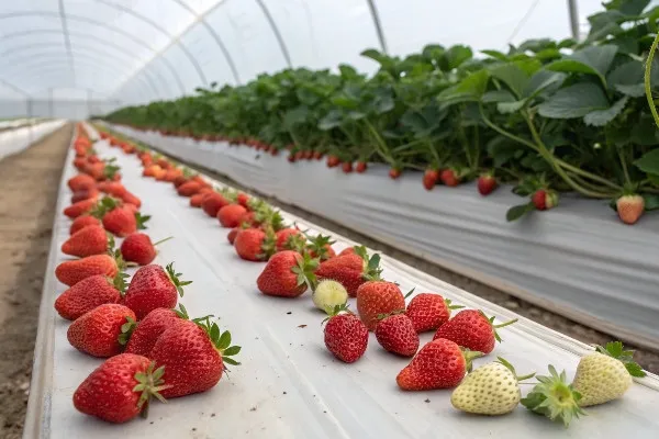 Side-by-side comparison of field-grown vs greenhouse strawberries