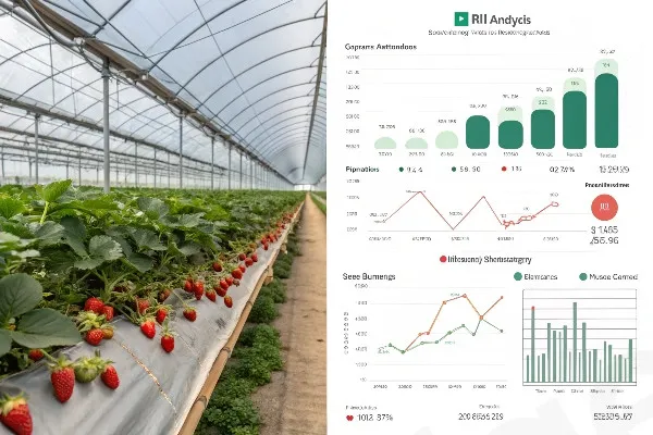 Graph showing ROI comparison between field cultivation and greenhouse strawberry production