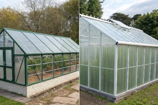 Side-by-side comparison of glass and polycarbonate panels