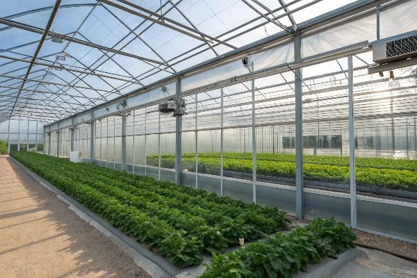 Modern polycarbonate greenhouse with advanced design features