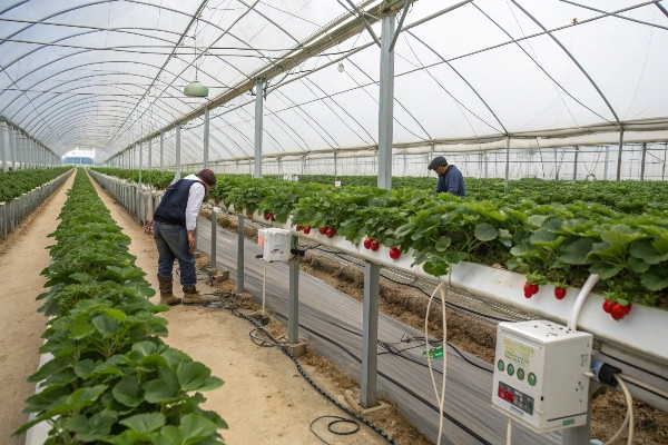 Strawberry production with proper temperature control systems