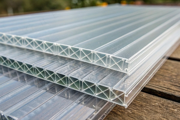 close-up of polycarbonate panel structure