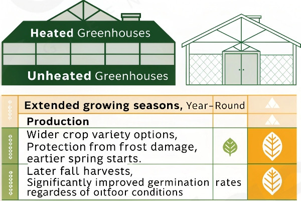 Comparison of heated vs unheated greenhouse production timeline