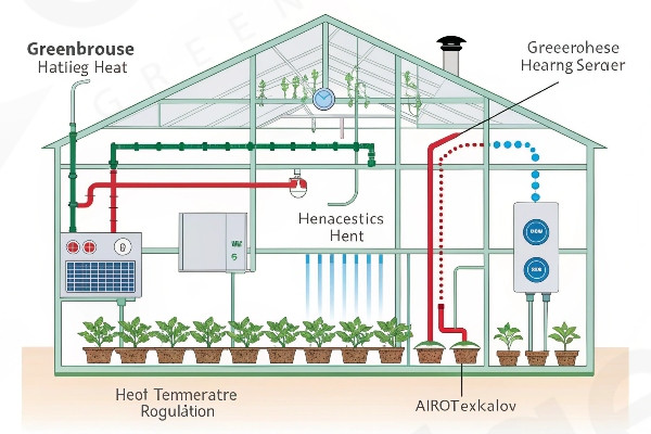 Greenhouse heating system planning diagram