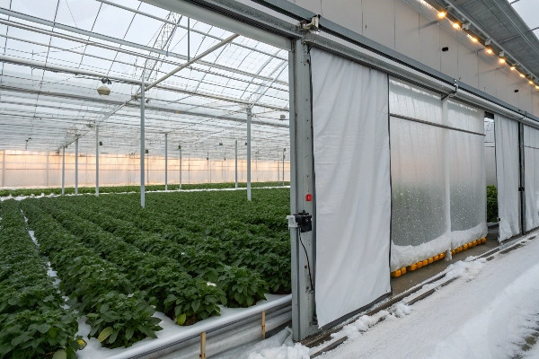 Commercial greenhouse thermal curtain system deployment