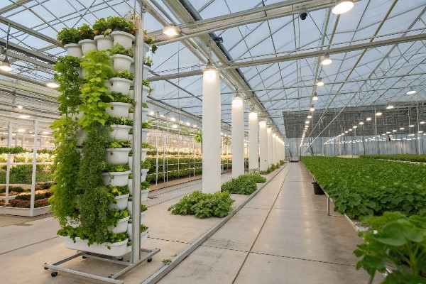 Freestanding greenhouse interior growing space