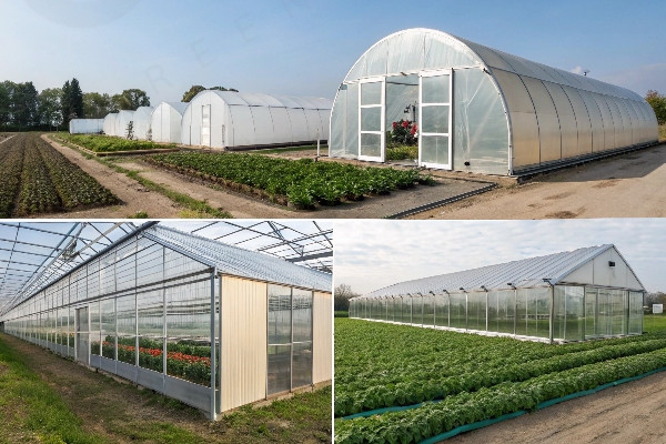 various types of polycarbonate greenhouses in use