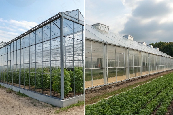 Commercial greenhouse material comparison polycarbonate vs glass covering