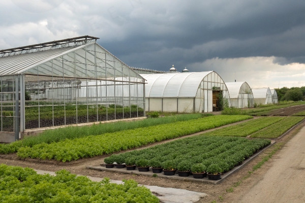 Different greenhouse applications nursery production research livestock