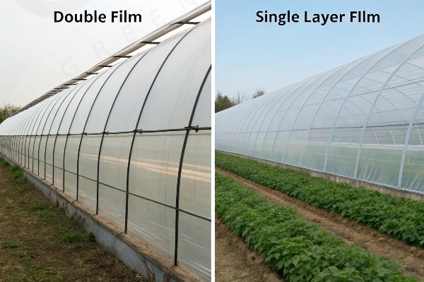 Double layer vs single layer greenhouse film comparison