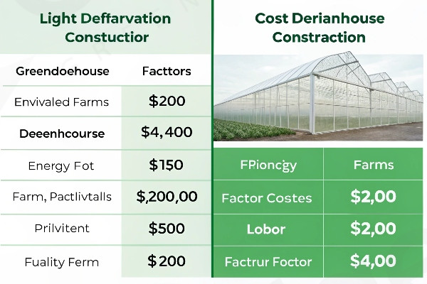 Greenhouse construction cost breakdown chart