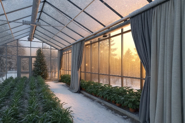 Greenhouse heating and insulation system winter