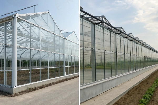 Greenhouse structural load bearing comparison glass vs polycarbonate installation