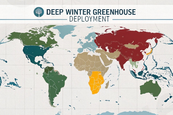 Map showing optimal regions for deep winter greenhouse deployment