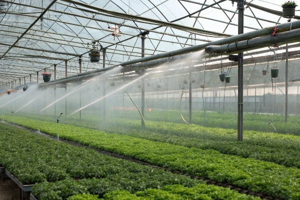 Micro-sprinkler system greenhouse installation
