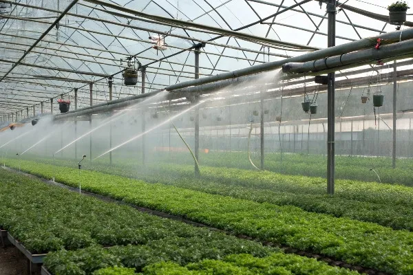 Micro-sprinkler system greenhouse installation