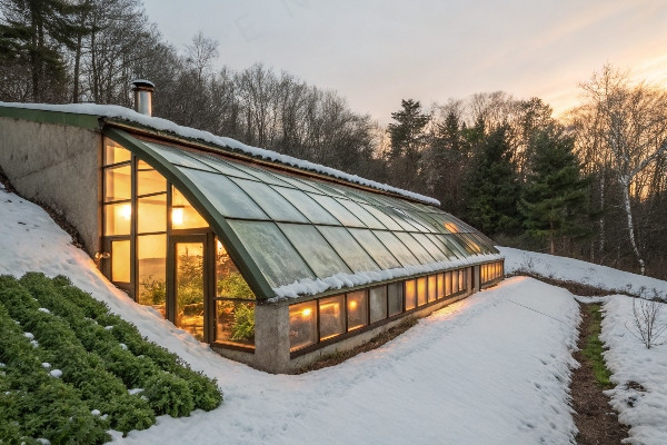 Deep winter greenhouse earth sheltered design