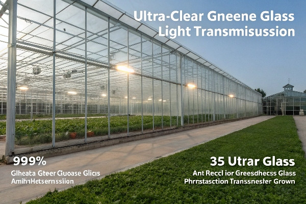 Ultra-clear greenhouse glass light transmission comparison