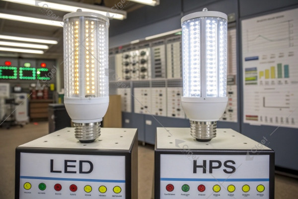 Energy consumption comparison chart LED vs HPS