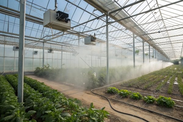 desert greenhouse misting system installation