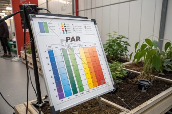 PAR spectrum chart showing optimal wavelengths for plant growth