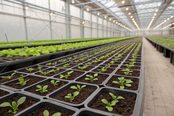 Uniform seedling trays in commercial nursery