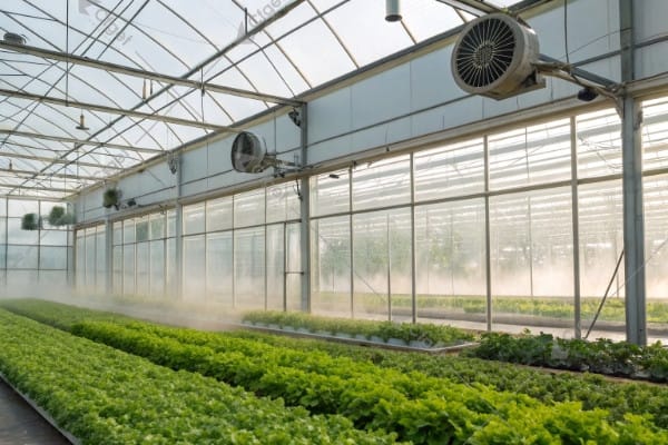 Tropical greenhouse design with cooling pad system Greenhouse Cooling Pad System