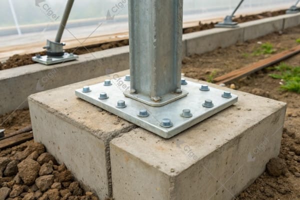 Heavy duty greenhouse column foundation Greenhouse Column Foundation Bolts