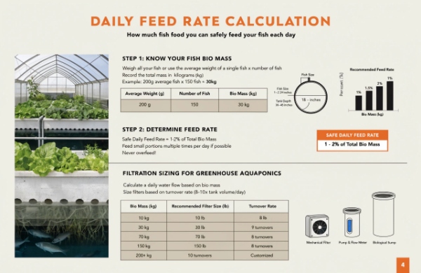 Daily feed rate calculation worksheet for aquaponics greenhouse filtration sizing daily feed rate calculation worksheet