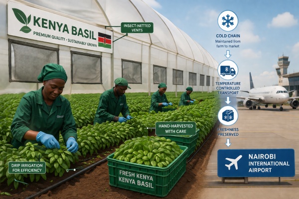 Kenya basil greenhouse for export EU compliance cold chain Kenya basil greenhouse for export EU compliance cold chain