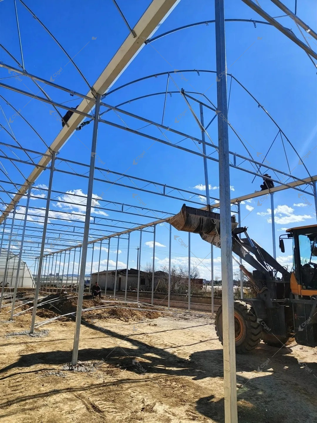 Manufacturing or workshop image for factory-strength and fabrication-proof sections. factory production or fabrication for greenhouse cost per square foot