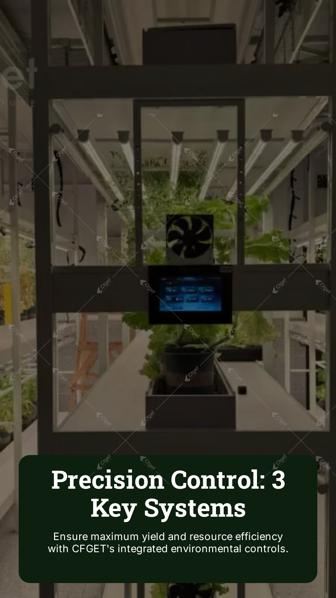 Feishu project case asset from 广告画面社媒素材/海报banner类型: Precision_Control__3_Key_Systems_version_1.png greenhouse project case for greenhouse climate control system