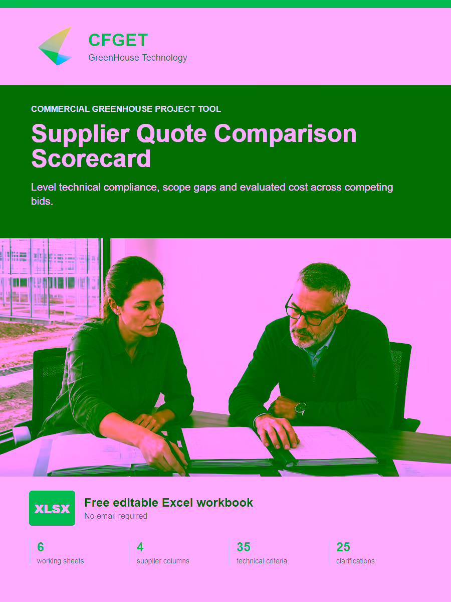 CFGET greenhouse supplier quote comparison scorecard cover