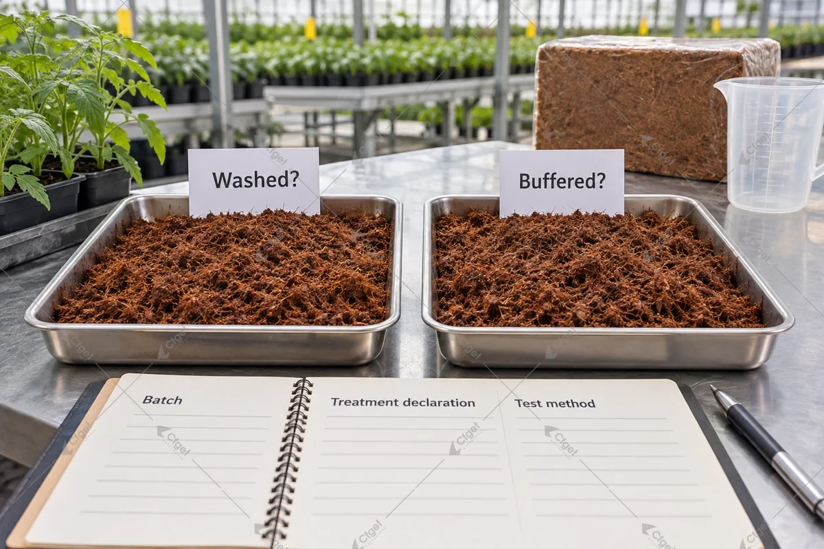 Similar coir samples beside blank treatment and batch evidence fields