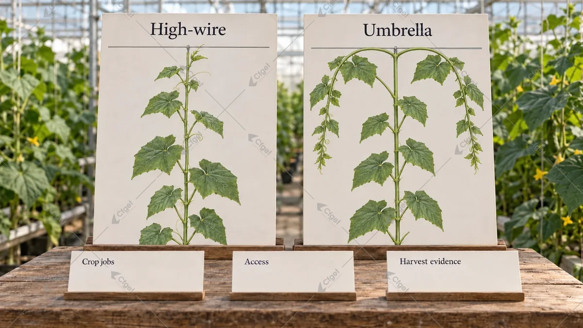 Conceptual cucumber system architectures beside a crop-conversion comparison record