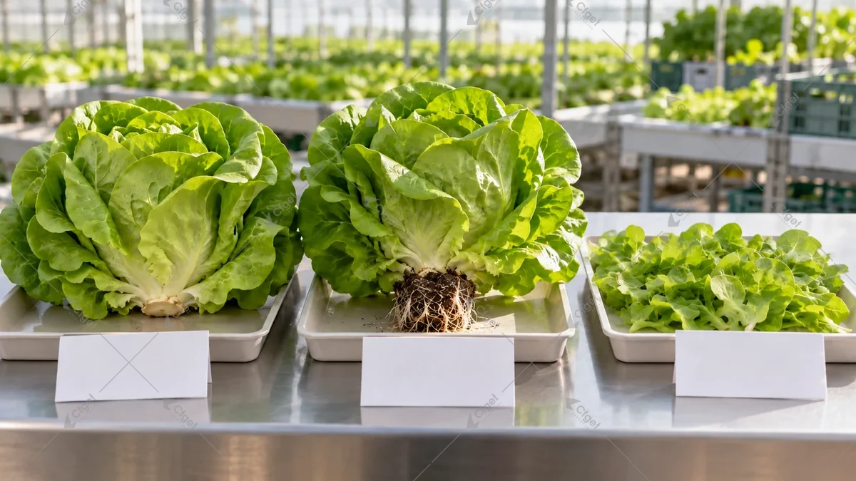 Conceptual lettuce presentations with separate buyer specifications and process records
